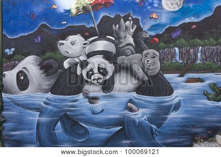 Panda Graffiti In Lisbon