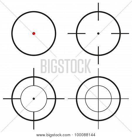 Collection Of 4 Isolated Round Crosshairs