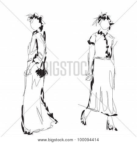 Fashion models. Sketch.