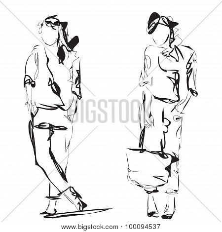 Fashion models. Sketch.