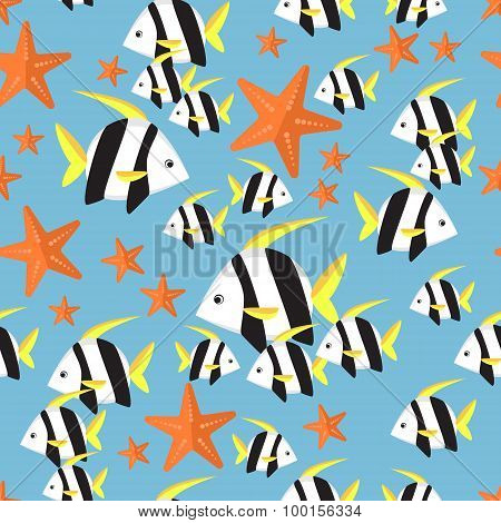 Seamless Pattern With Tropical Fish