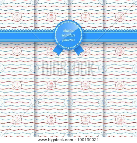 Marine Set Of Seamless Patterns