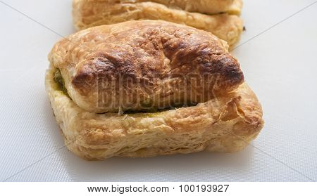 banica close up fresh bake on white background