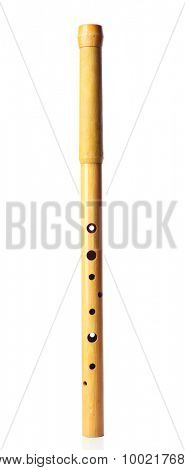 National musical woodwind instrument sopilka isolated on white