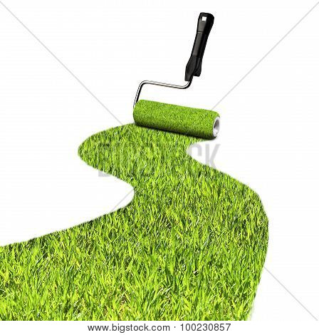Paint Roller And True Grass Paint Stripe