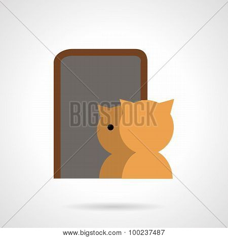 Cat and mirror flat vector icon