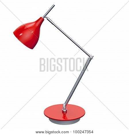 Red table lamp side view. 3d graphic