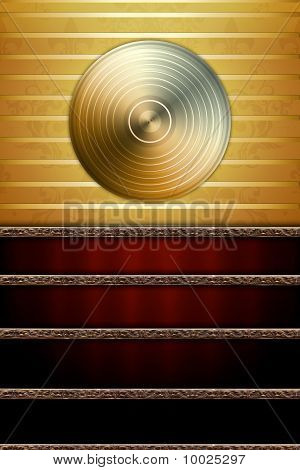 Fundo de música com disco de ouro