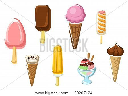 Ice cream isolated dessert icons