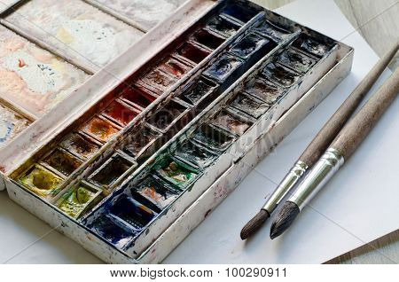 Used Watercolor Paintbox