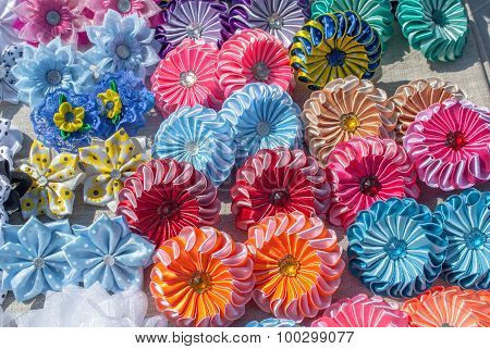 artificial flowers made of fabric background