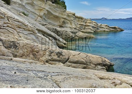rock landscape of marathia beach at Zakynthos island