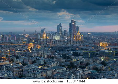 Stalin skyskrapers, Moscow International Business Center and panoramic view of Moscow