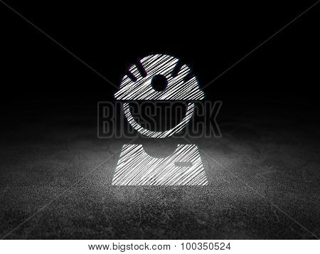 Manufacuring concept: Factory Worker in grunge dark room