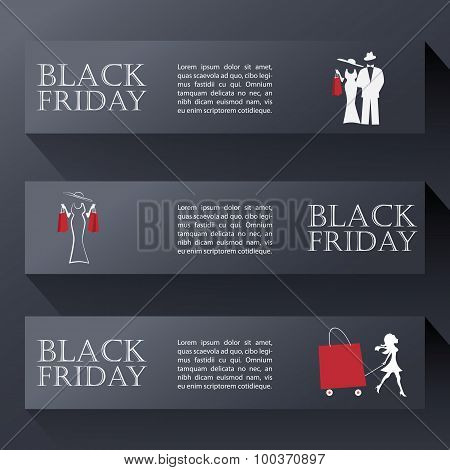 Black friday sales banners in modern design. Eps10 vector illustration