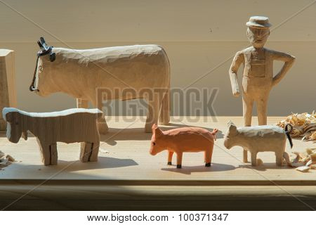 Hand-made Wooden Toys: Man And Animals