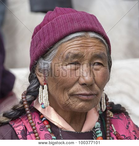 Tibetan Buddhist Old Women In Hemis Monastery. Ladakh, North India