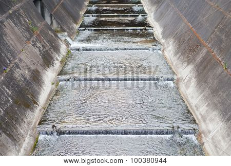 Concrete canal or drainage ditch in town