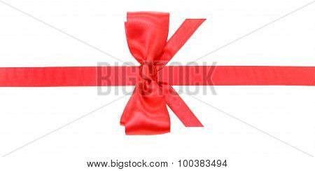Real Red Bow With Vertically Cut End On Silk Band