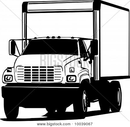 Sort og hvid transport lastbil