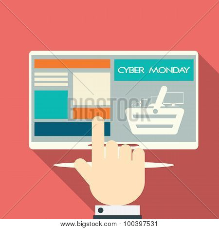 Cyber Monday sales symbols on various devices.