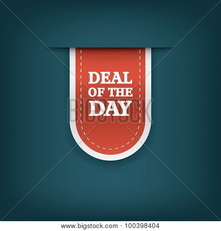 Deal of the day vertical ribbon bookmark tag element for sales promotion.