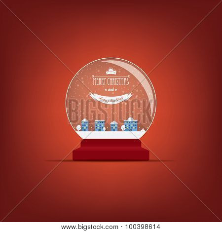 Christmas snowing glass ball card. Eps10 vector illustration.