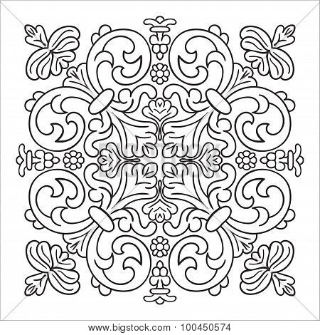 Hand Drawing Zentangle Mandala Element. Italian Majolica Style