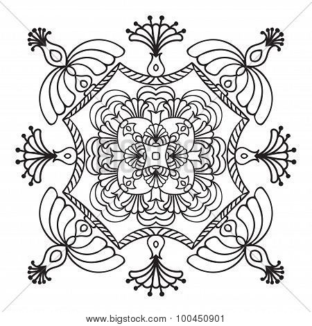Hand drawing zentangle mandala element. Italian majolica style
