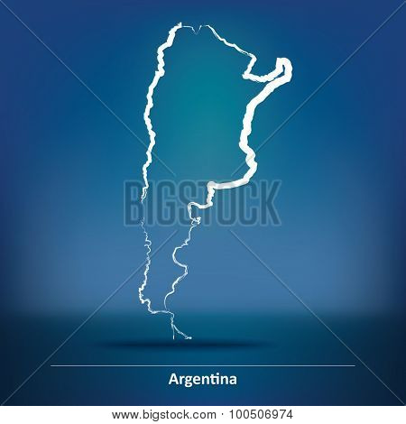 Doodle Map of Argentina - vector illustration