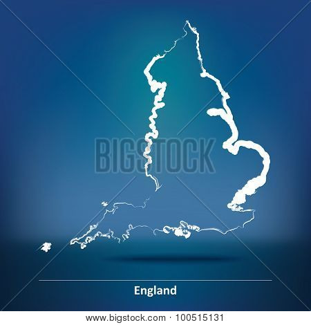 Doodle Map of England - vector illustration