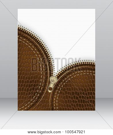 Blank flyer with a leather texture and zipper for your creative design
