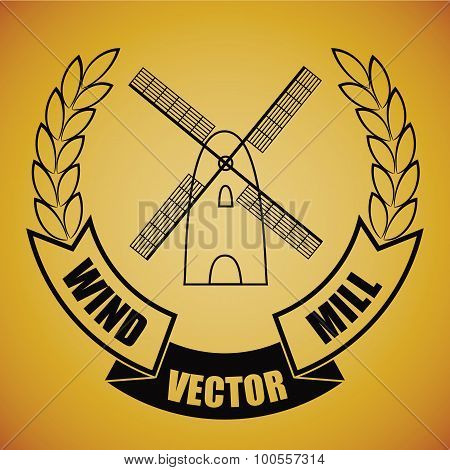 Vector windmill on yellow background with a banner