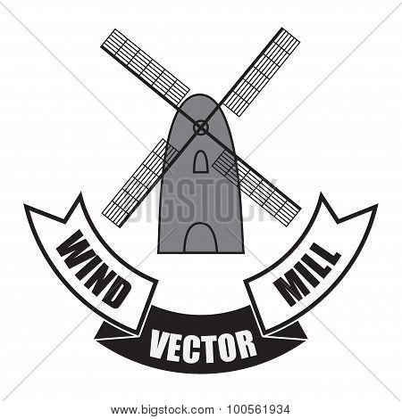 Vector windmill on white background with a banner