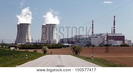 Nuclear Power Plant Dukovany With Road, Czech Republic