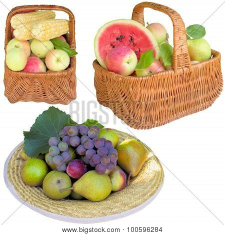 Baskets With Fruit And Vegetables.