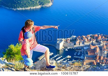 father and son travel in Europe