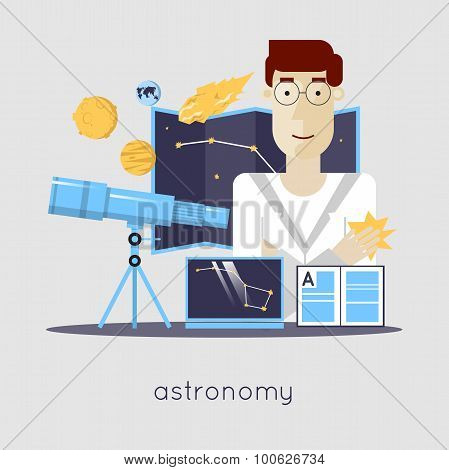 Scientist in laboratory astronomy