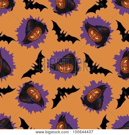 Halloween Jack-o-lantern Seamless Pattern