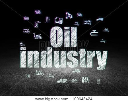 Manufacuring concept: Oil Industry in grunge dark room