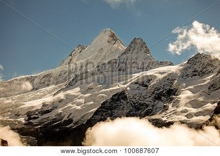 Clouds ice and snow caps on Eigernear Grindelwald Switzerland