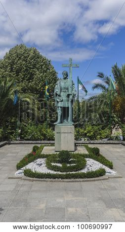 Statue Of Pedro Alvares Cabral, The Navigator Who Discovered The Land Of Brazil, In His Native Town