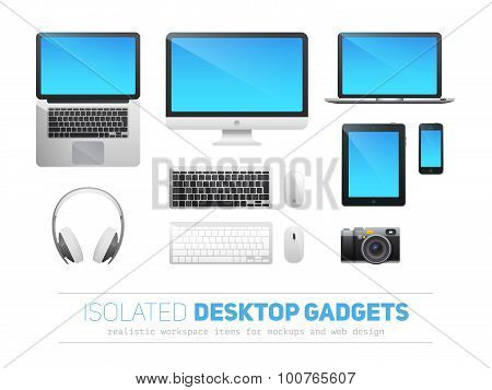 Set Of Realistic Responsive Desktop Devices