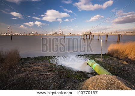 Wastewater Pipe And Refinery Long Exposure