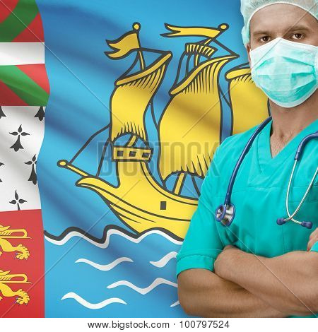 Surgeon With Flag On Background Series - Saint-pierre And Miquelon