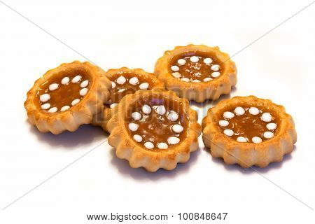 Cookies on a white background.