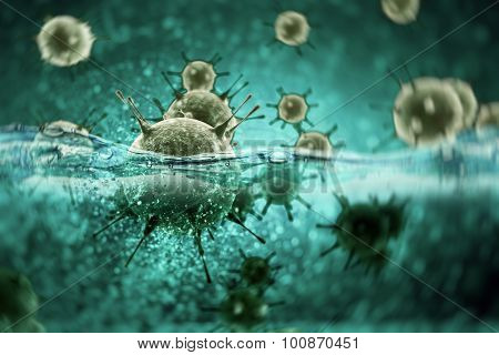 Detailed Macro 3d Render Of Ncov Cell. Virus Concept. Coronavirus Visualisation.