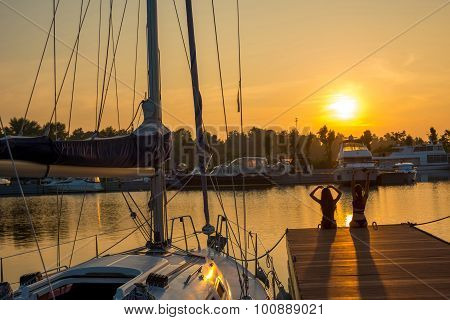 Beautiful sunset at the yacht club.