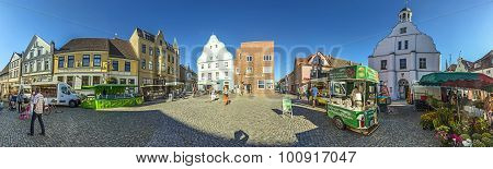 People At Famous Market Place In Wolgast