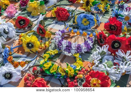 artificial flowers made of fabric texture background